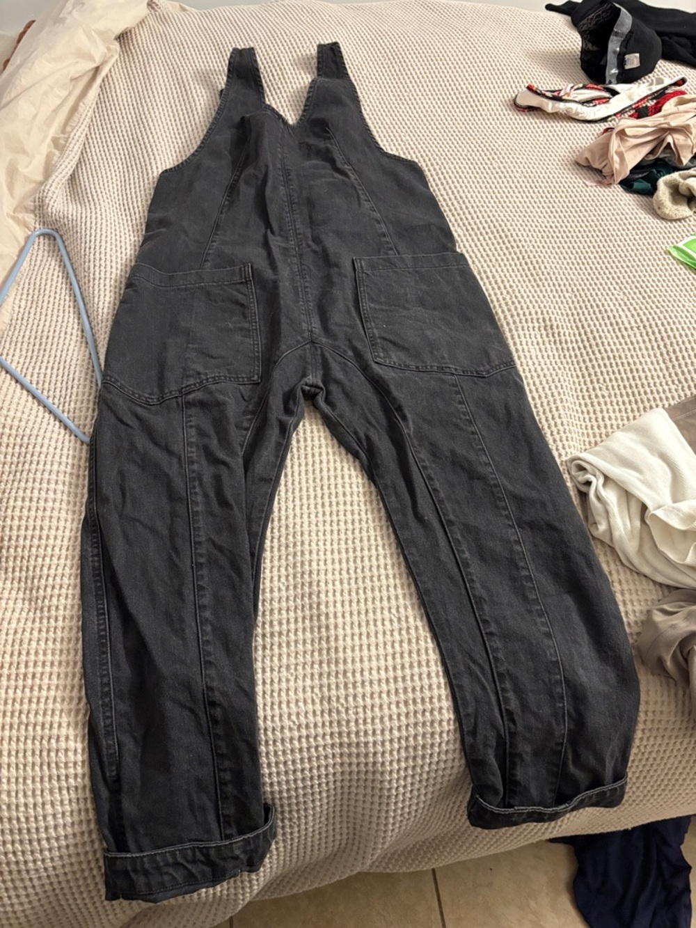 We The Free Black Denim Overalls